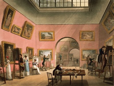 Étudiants apprenant à peindre et faisant des copies de tableaux à l