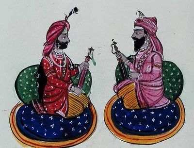 Maharaja Kharak Singh et Maharaja Nau Nihal Singh, vers 1890 - Punjabi School