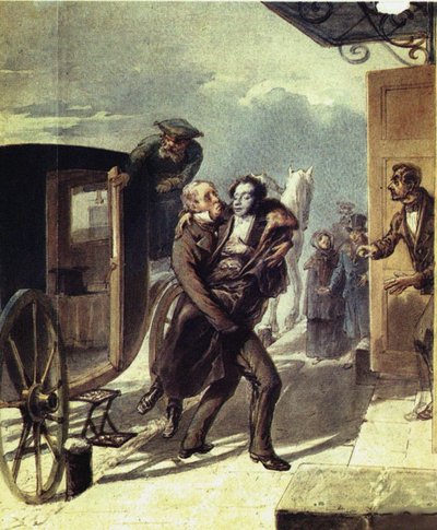 Pouchkine après le duel, 1855 - Pyotr Fyodorovich Borel