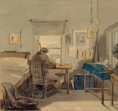 Au travail. Dans la maison de Pavel Nashchokin, 1824 - Pyotr Fyodorovich Sokolov