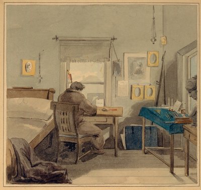 Au travail. Dans la maison de Pavel Nachchokine, 1824 - Pyotr Fyodorovich Sokolov