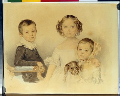 Portrait des enfants Lanskoy - Pyotr Fyodorovich Sokolov