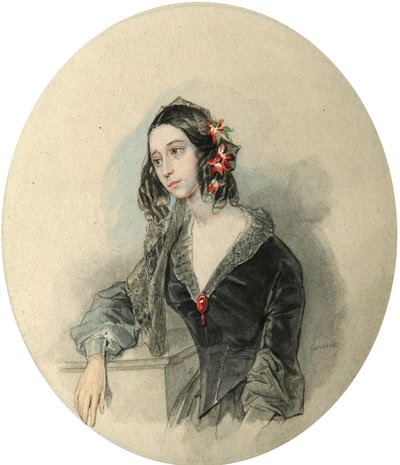 Portrait de la poétesse Yevdokiya Rostopchina, 1811-1858, 1846 - Pyotr Fyodorovich Sokolov