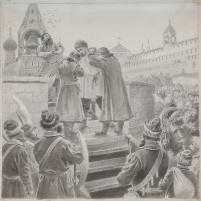 Illustration du poème Le Chant du marchand Kalashnikov par M. Lermontov - Pyotr Ivanovich Korovin