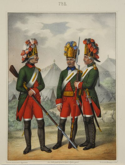 Grenadiers des régiments Preobrazhensky, Semenovsky et Izmailovsky en 1763-1775, début des années 1840 - Pyotr Ivanovich Razumikhin