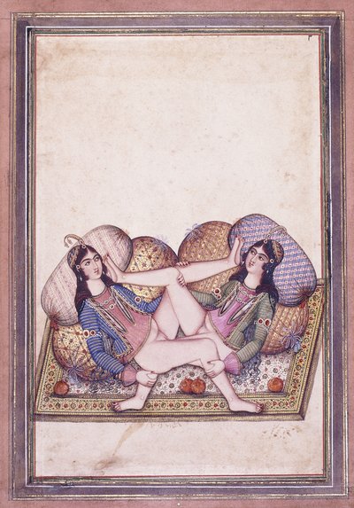 Une scène érotique, milieu du 19ème siècle - Qajar School