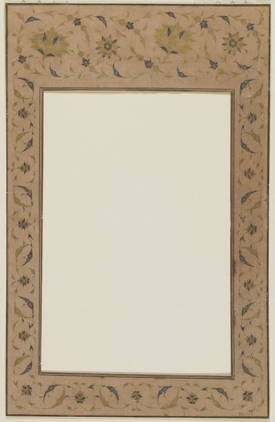Bordure de manuscrit pochoirée avec motifs floraux - Qajar School