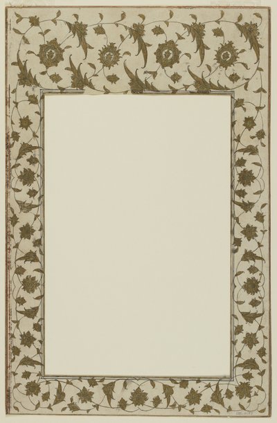 Bordure de manuscrit pochoirée avec motifs floraux - Qajar School