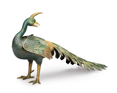 Encensoir en forme de paon en cloisonné - Qing Dynasty   Qianlong Period Chinese School