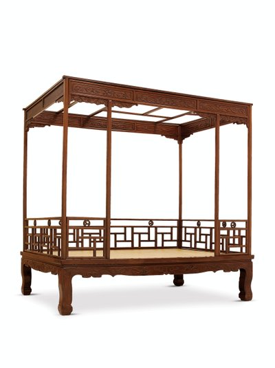 Lit à Baldaquin à Six Piliers en Huanghuali, Dynastie Qing - Qing Dynasty Chinese School