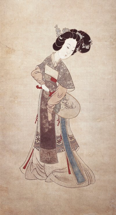 Dame de Chine, par Ren Shyong (peinture sur soie) - Qing Dynasty Chinese School