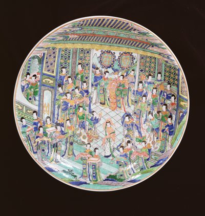 Grand plat Famille Verte, période Kangxi (1662-1722) (porcelaine) - Qing Dynasty Chinese School