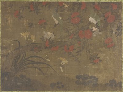 Perroquets mangeant des grenades, XVIIe-XVIIIe siècle - Qing Dynasty Chinese School