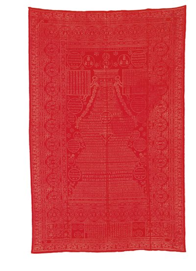 Brocade de soie rouge, fin de la dynastie Qing - Qing Dynasty Chinese School