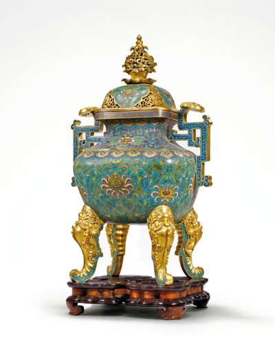 Grand encensoir impérial cloisonné avec poignée Ruyi - Qing Dynasty   Qianlong Period Chinese School