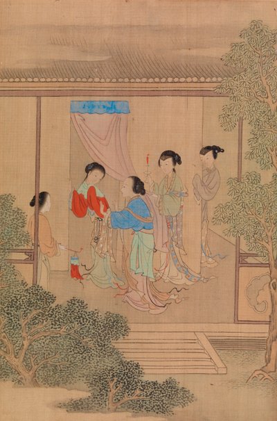Cinq figures sur le porche - Qiu Ying