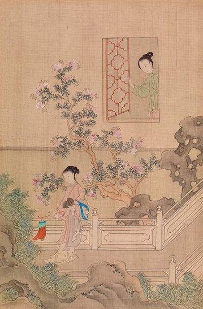 Femme sur le pont - Femme à la fenêtre - Qiu Ying