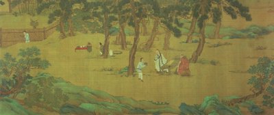 Zhao Mengfu écrivant le Sutra du Cœur en échange de thé - Qiu Ying
