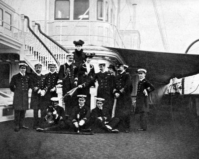 Portrait de groupe à bord du yacht royal Victoria and Albert, Copenhague, 1908 - Queen Alexandra