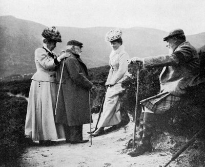 Roi Édouard VII 1841-1910, princesse Mary, Lady Katherine Coke et capitaine Welsh, 1908 - Queen Alexandra