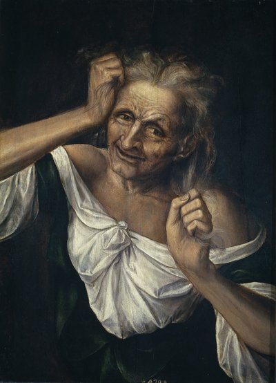 Vieille femme se déchirant les cheveux - Quentin Massys or Metsys