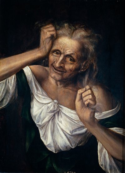 Vieille Femme Se Déchirant les Cheveux - Quentin Massys or Metsys