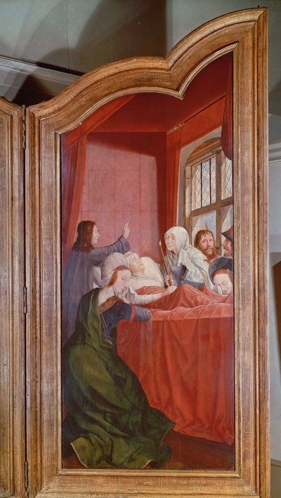 La Sainte Parenté, ou le Retable de Sainte Anne, détail du panneau droit représentant la mort de Sainte Anne, 1509 - Quentin Massys or Metsys