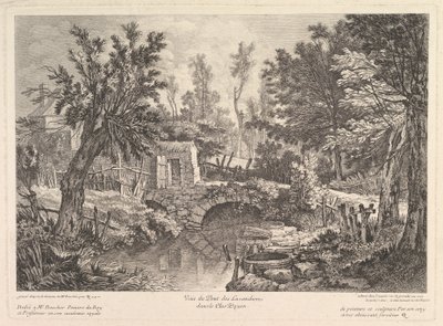 Vue du pont des Lavandières à la maison paysanne, milieu du 18e siècle - Quentin Pierre Chedel