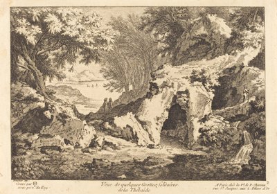 Vue de quelques grottes solitaires de la Thébaïde - Quentin Pierre Chedel after François Boucher