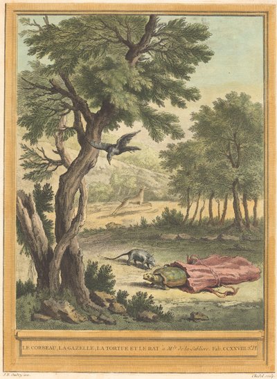Le corbeau, la gazelle, la tortue et le rat - Quentin Pierre Chedel after Jean Baptiste Oudry