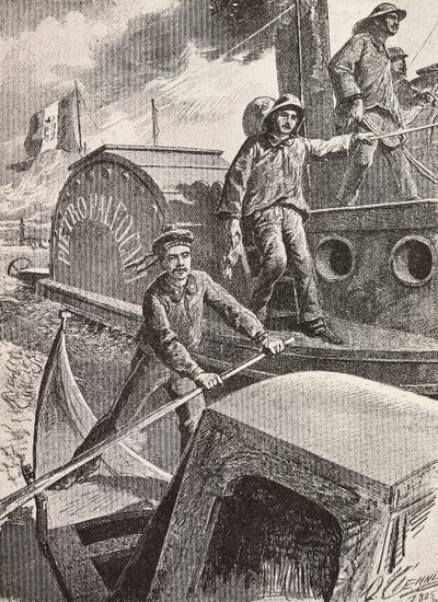 Ingénieurs militaires italiens, brigade de lagune, au travail dans leurs nouveaux uniformes, gravure d