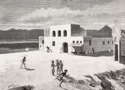 Bâtiment de la Poste italienne, Massawa, Érythrée, gravure d
