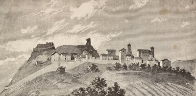 La ville de San Giovanni in Galilea, Italie, gravure d