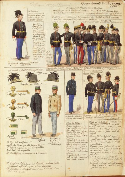 Uniformes du Grand-Duché de Toscane par Quinto Cenni, planche en couleur - Quinto Cenni