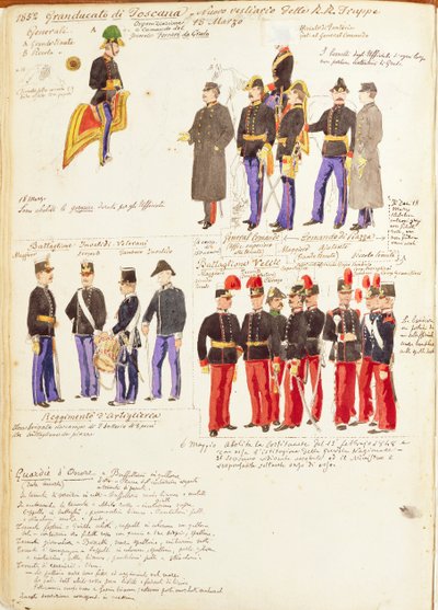 Uniformes des troupes royales du Grand-Duché de Toscane par Quinto Cenni, planche en couleur - Quinto Cenni