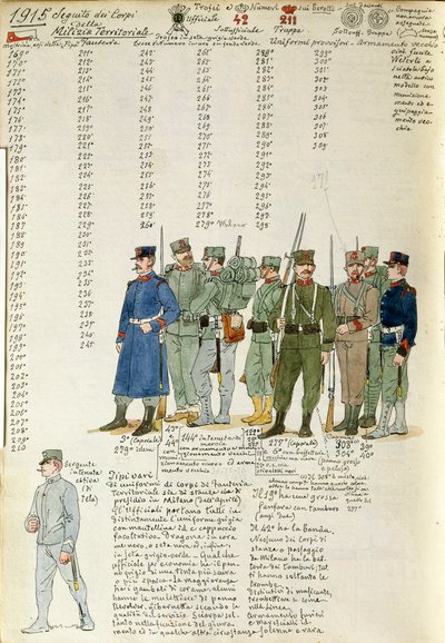 Uniformes des corps de milice territoriale du Royaume d