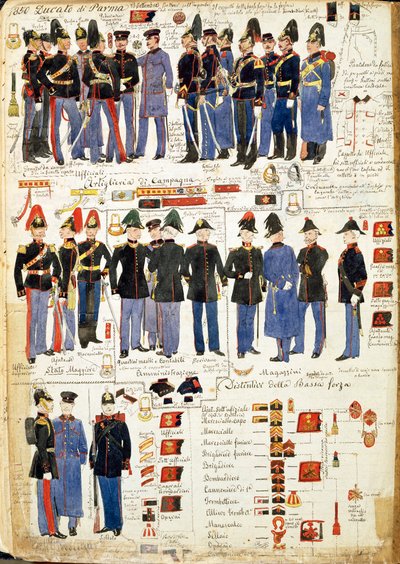Divers uniformes du Duché de Parme - Quinto Cenni