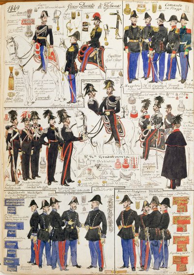 Divers uniformes du Grand-Duché de Toscane - Quinto Cenni