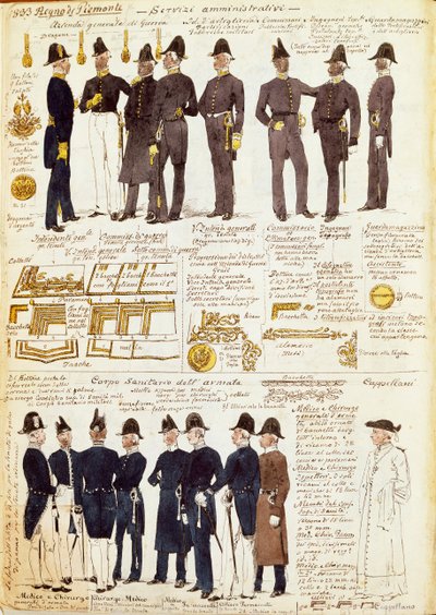 Divers uniformes du Royaume de Sardaigne - Quinto Cenni