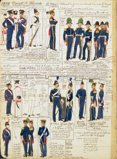 Divers uniformes du Duché de Parme - Quinto Cenni