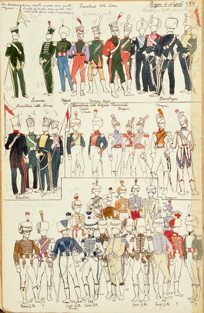 Divers uniformes du Royaume de Naples de 1814 - Quinto Cenni