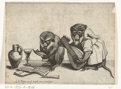 Deux singes faisant de la musique - Quirin Boel