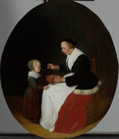 Une mère donnant de la bouillie à son enfant - Quiringh Gerritsz. van Brekelenkam
