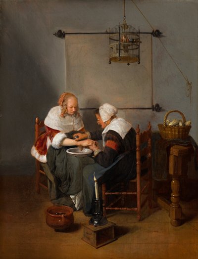 Une vieille femme saignant une jeune femme, connue sous le nom de "La Saignée" - Quiringh Gerritsz. van Brekelenkam