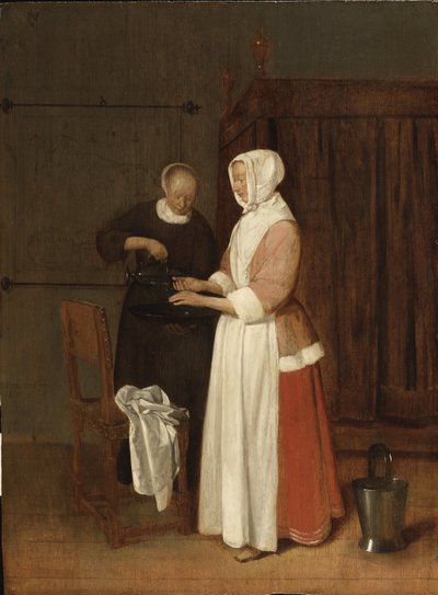 Une femme lave ses mains - Quiringh Gerritsz. van Brekelenkam