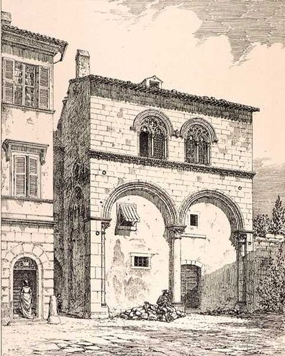 Maison sur la Piazza del Duomo, Viterbo, Italie, de 
