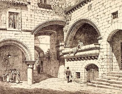 Partie de la Piazza San Pellegrino, Viterbo, Italie, de 