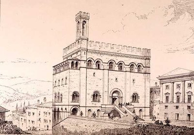Palazzo del Comune, Gubbio, Italie, tiré de 
