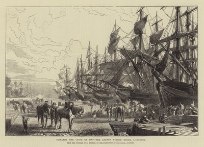 Vers la fin de la journée, les docks de bois du Canada, Liverpool - R. Dudley