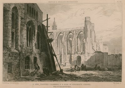 Extrémité est de la Chambre peinte et côté sud de la chapelle Saint-Étienne, Westminster - R. W. Billings